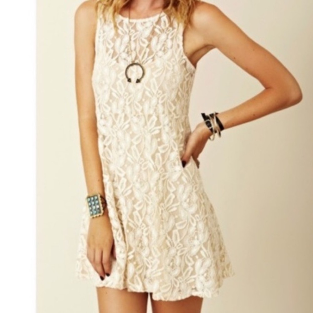 Free People ivory white lace mini dress sleeveless